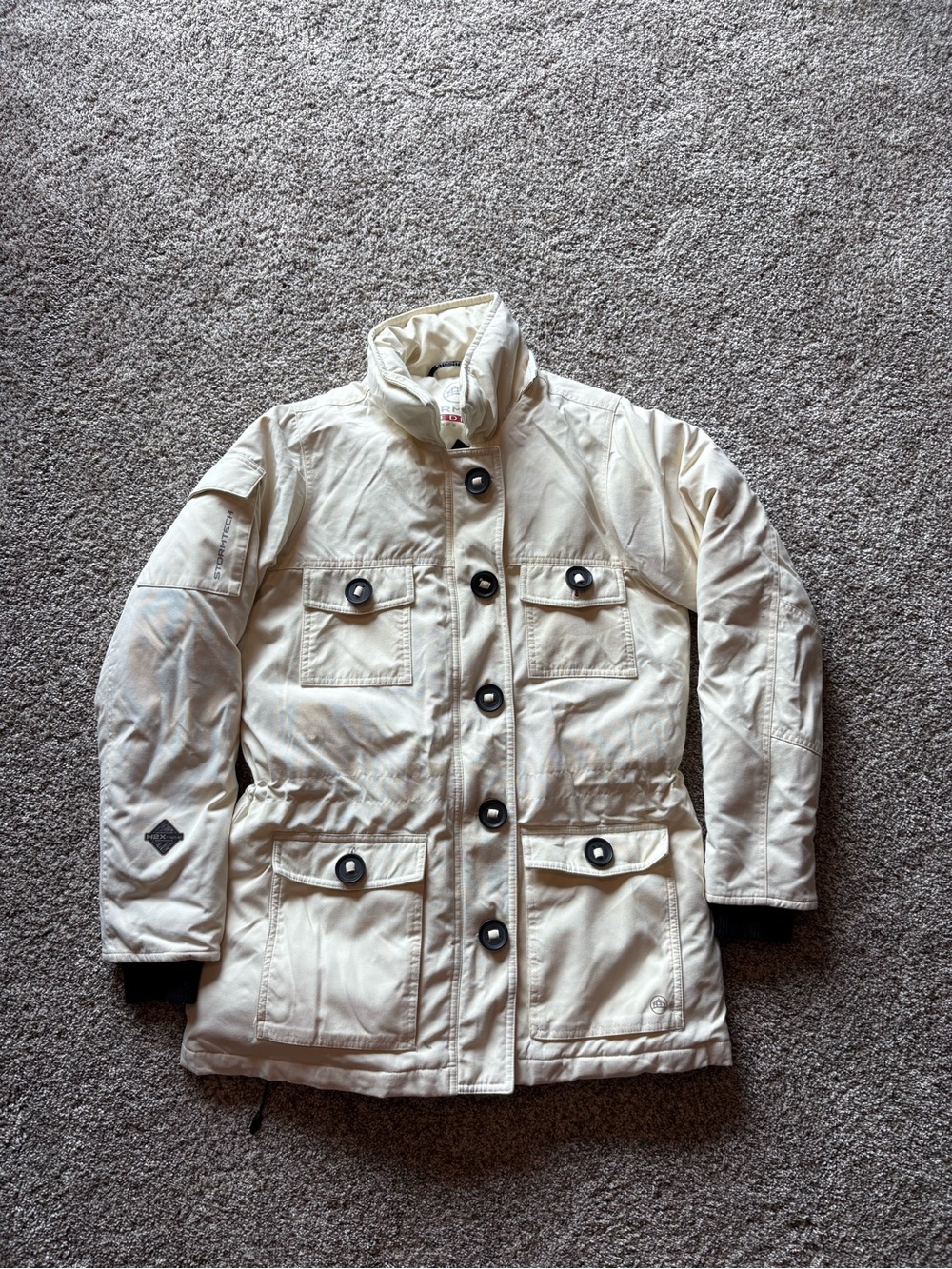 Cream Utility Field Jacket with Button Front Pockets